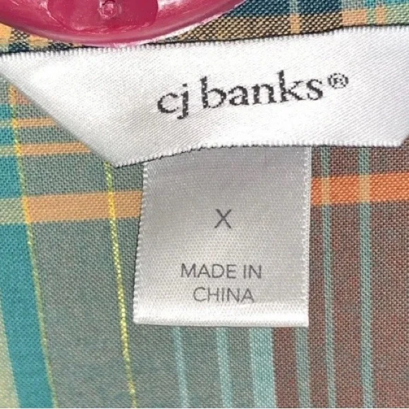 CJ Banks Multicolor Plaid Shirt Women’s Size X 99% Cotton - Picture 3 of 8